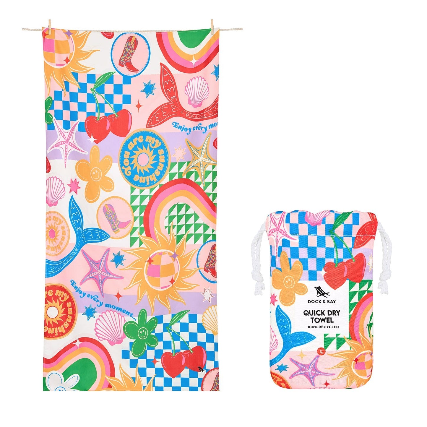 Dock & Bay KIDS Quick Dry Towel - Good Vibes Club 160x90cm