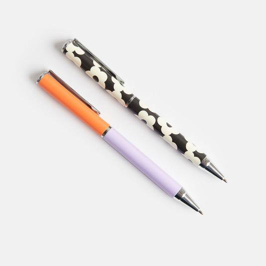 Caroline Gardner Flower & Lilac/Coral Set of 2 Boxed Pens