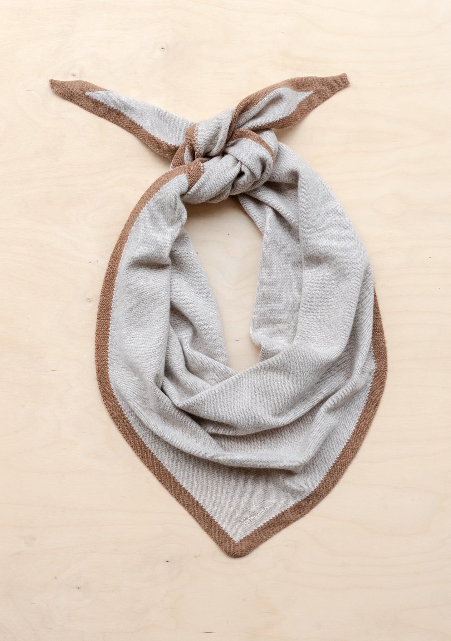 TBCo Large Merino Triangle Scarf in Oatmeal & Camel