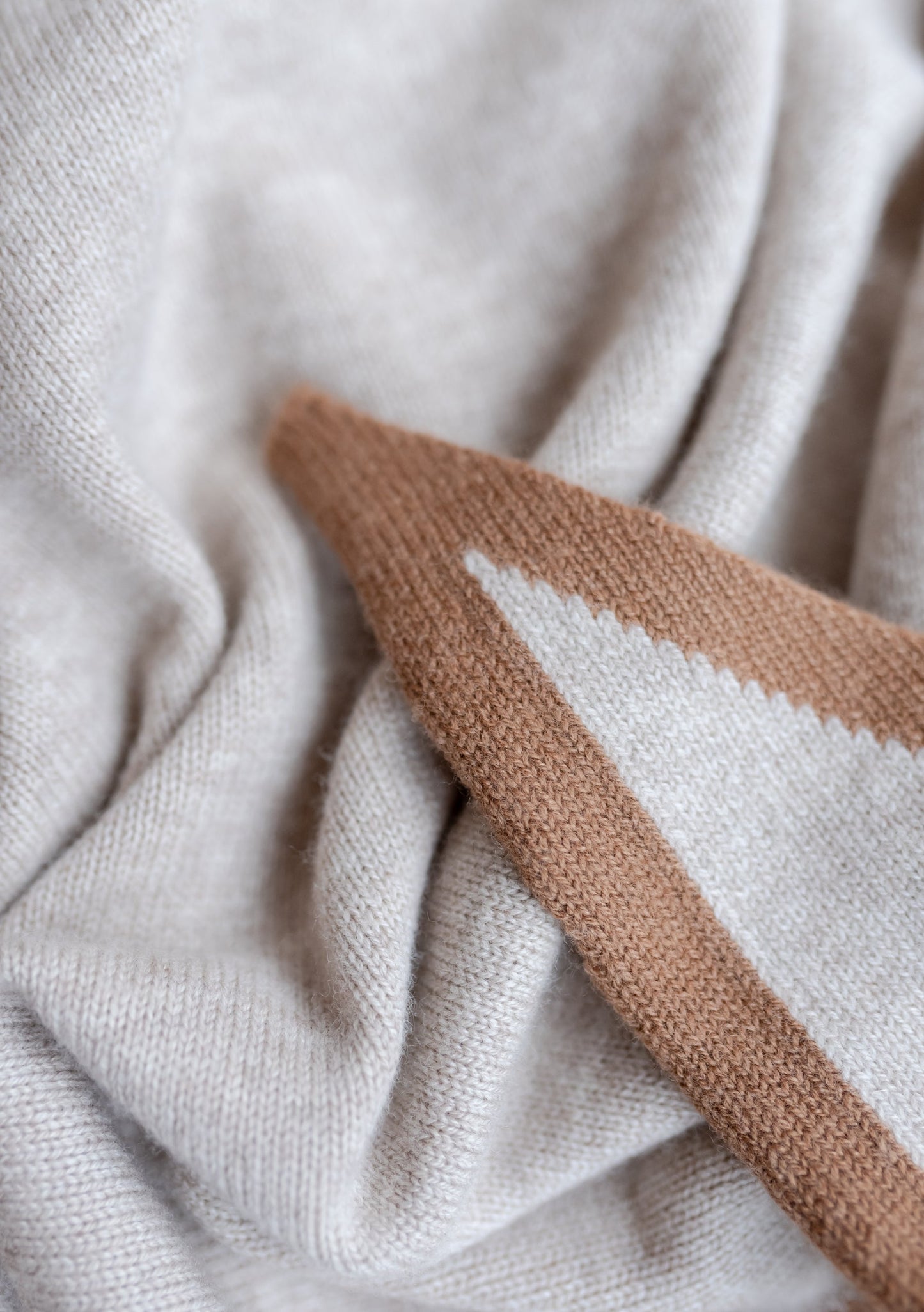 TBCo Large Merino Triangle Scarf in Oatmeal & Camel