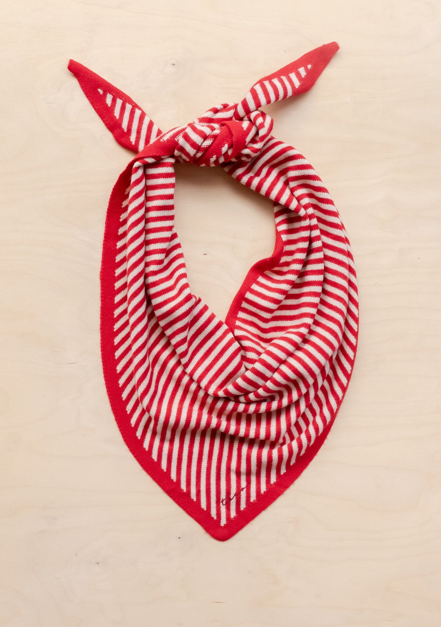 TBCo Large Merino Triangle Scarf in Red Stripe