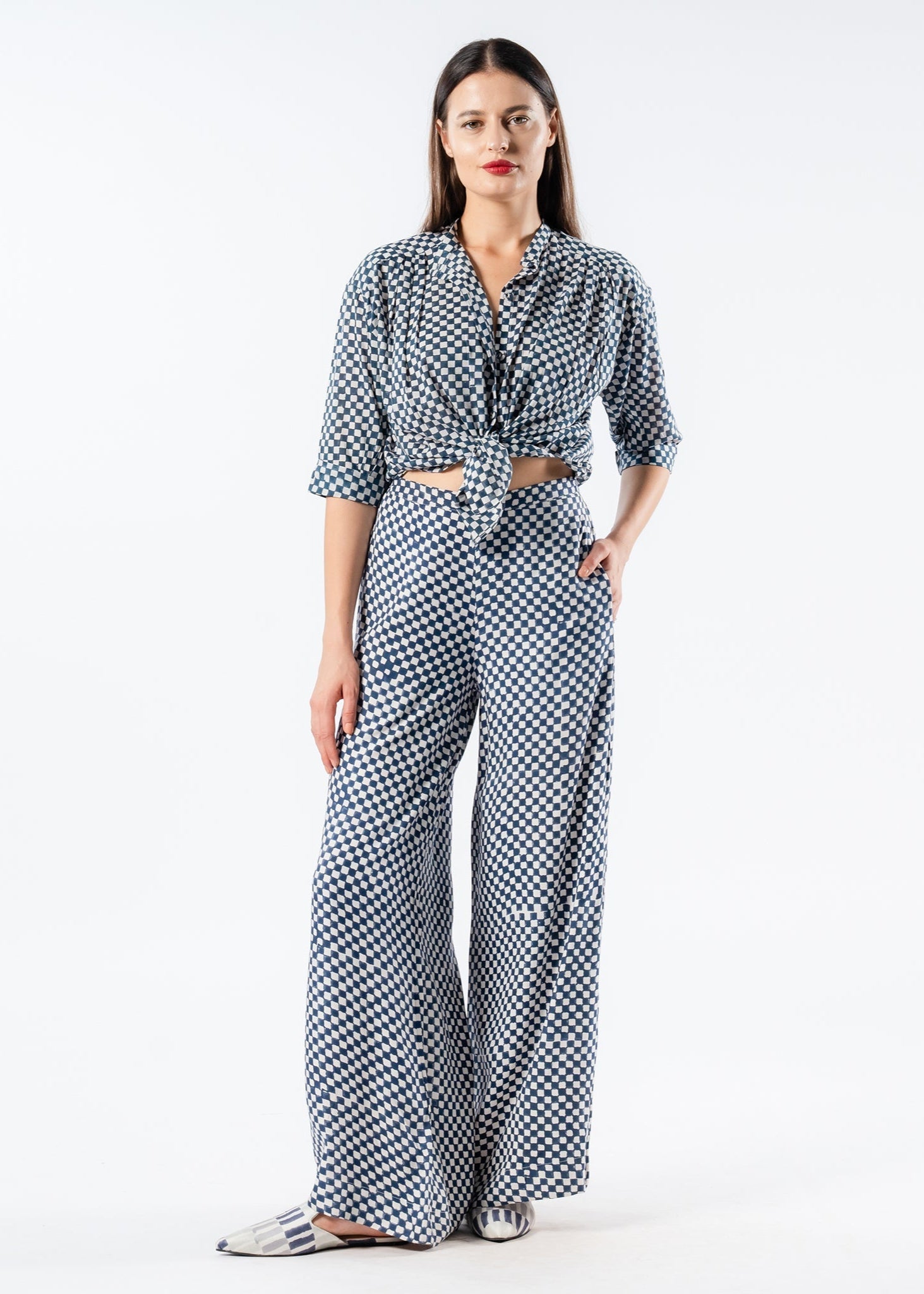 Tanavana Sofia Trouser in Slate Picnic check