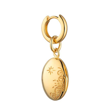 Gold Plated Celestial Locket Single Huggie Earring