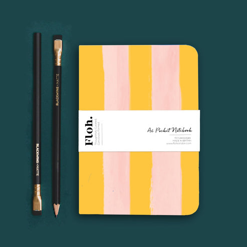 Toasted Crumpet Mango & Peach (Stripes) A6 Pocket Lined Notebook