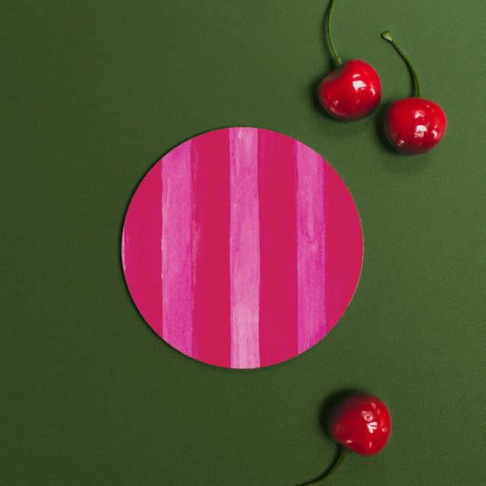 Toasted Crumpet Raspberry & Cherry (Stripes) Round Coaster