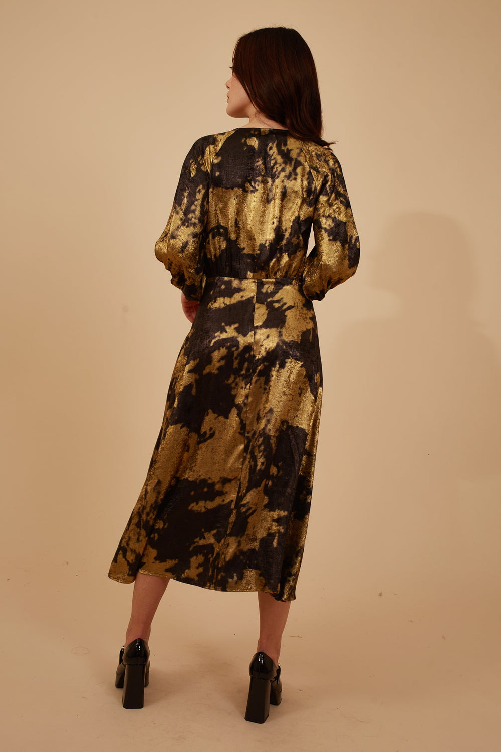 Traffic People Under The Influence Lulu Dress in Black/Gold