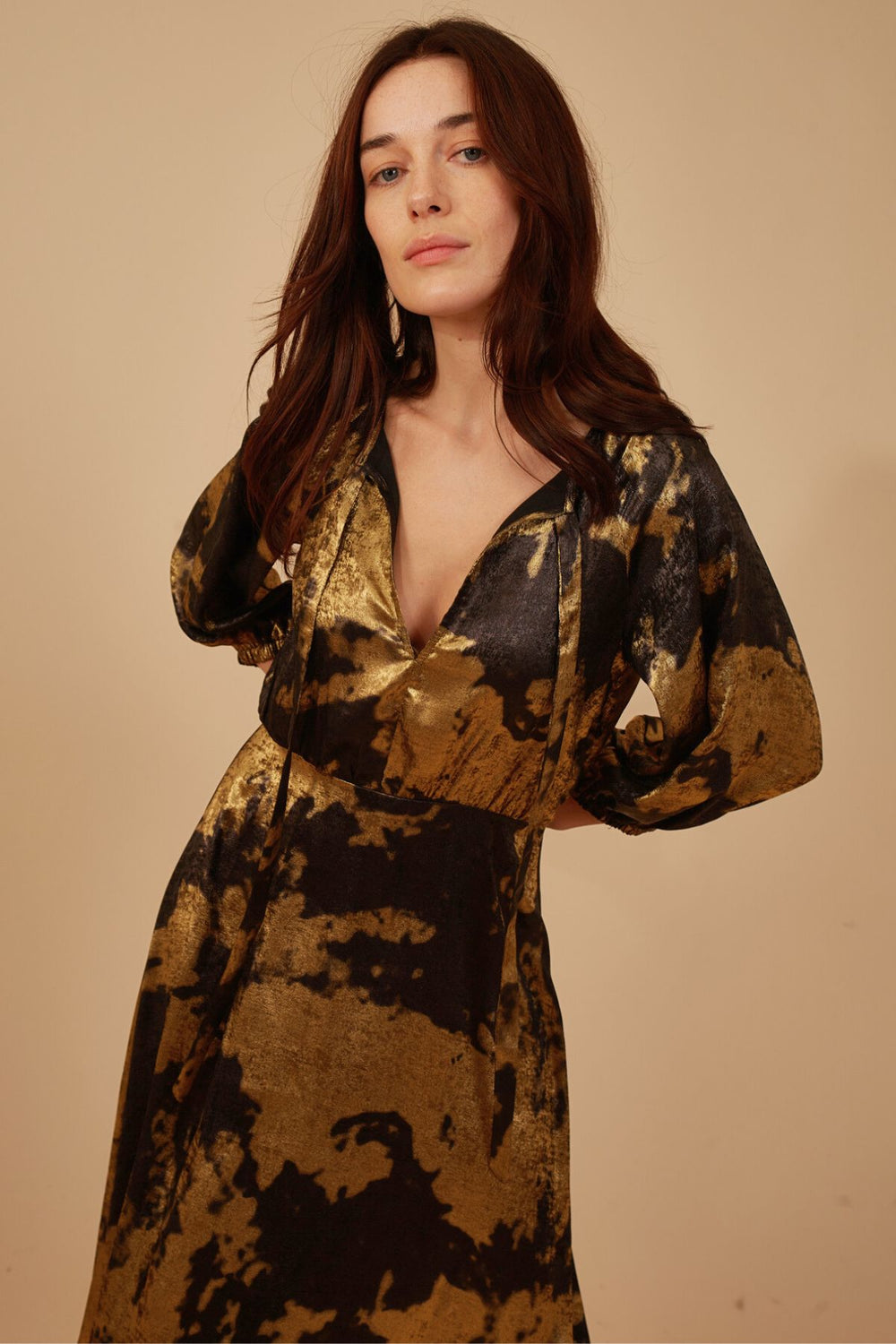 Traffic People Under The Influence Lulu Dress in Black/Gold