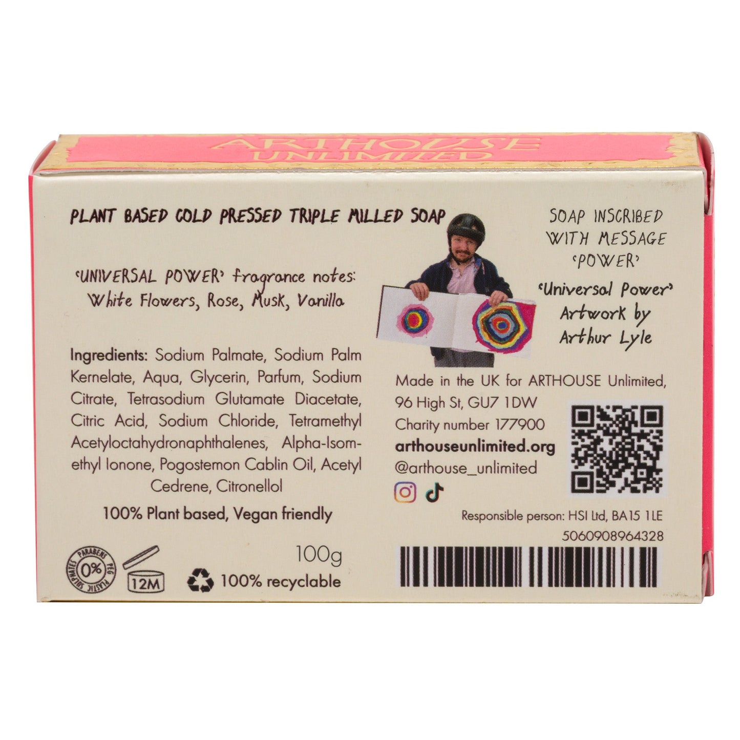 Arthouse Unlimited Universal Power, Triple Milled Plant Based Soap