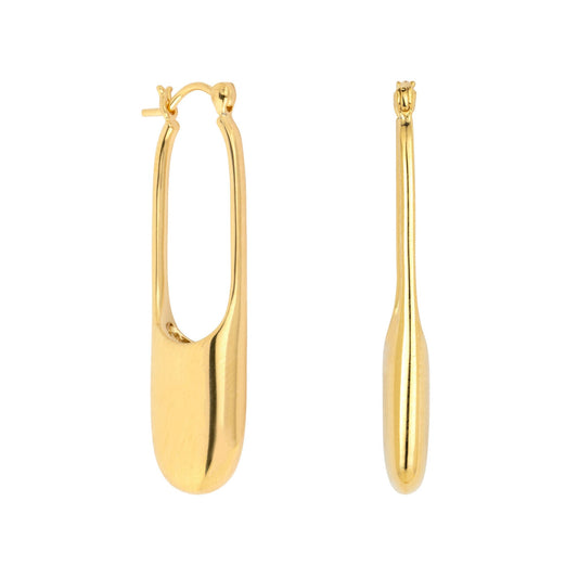 Vurchoo Jewellery Streamline Long Hoops Minimalist Gold Earrings