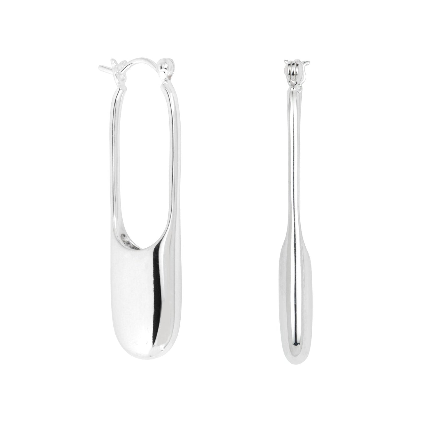 Vurchoo Jewellery Streamline Long Hoops Minimalist Silver Earrings