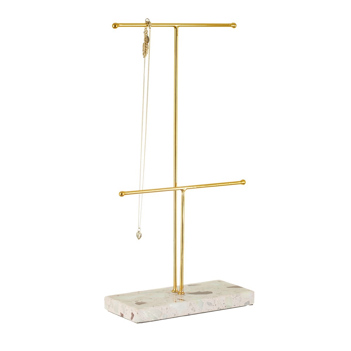 Sass & Belle Double Terazzo Gold Jewellery Stand