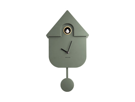 Present Time Wall Clock Modern Cuckoo in jungle Green
