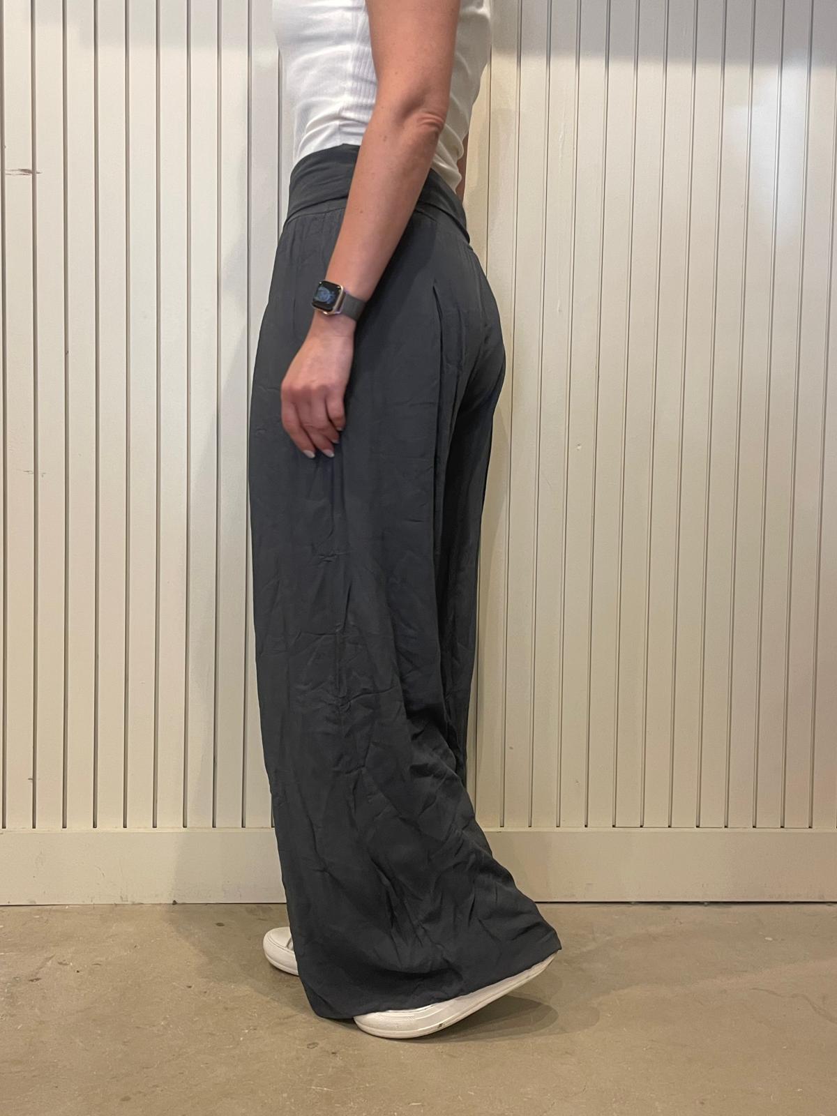 Charcoal Jersey Waist Wide Leg Palazzo Trousers