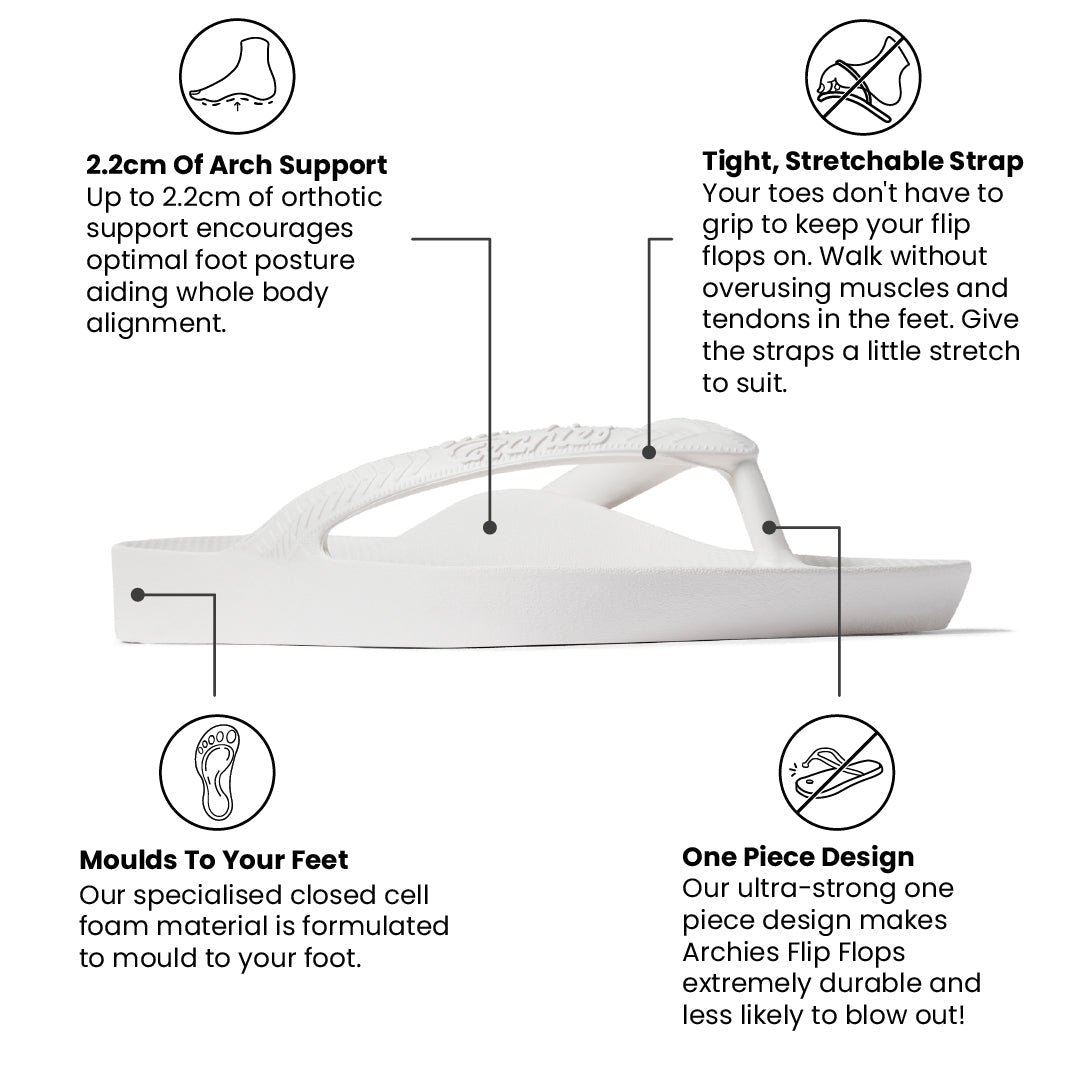 Archies Crystal Pink Arch Support Flip Flops - Classic