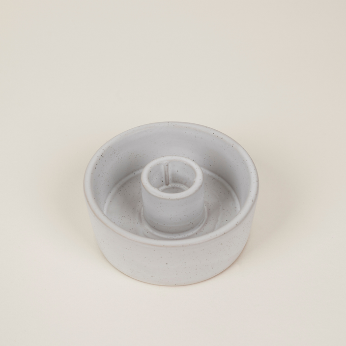 St Eval White Speckle 7/8” Candle Holder