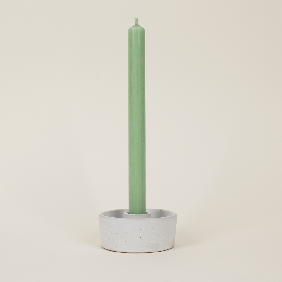 St Eval White Speckle 7/8” Candle Holder