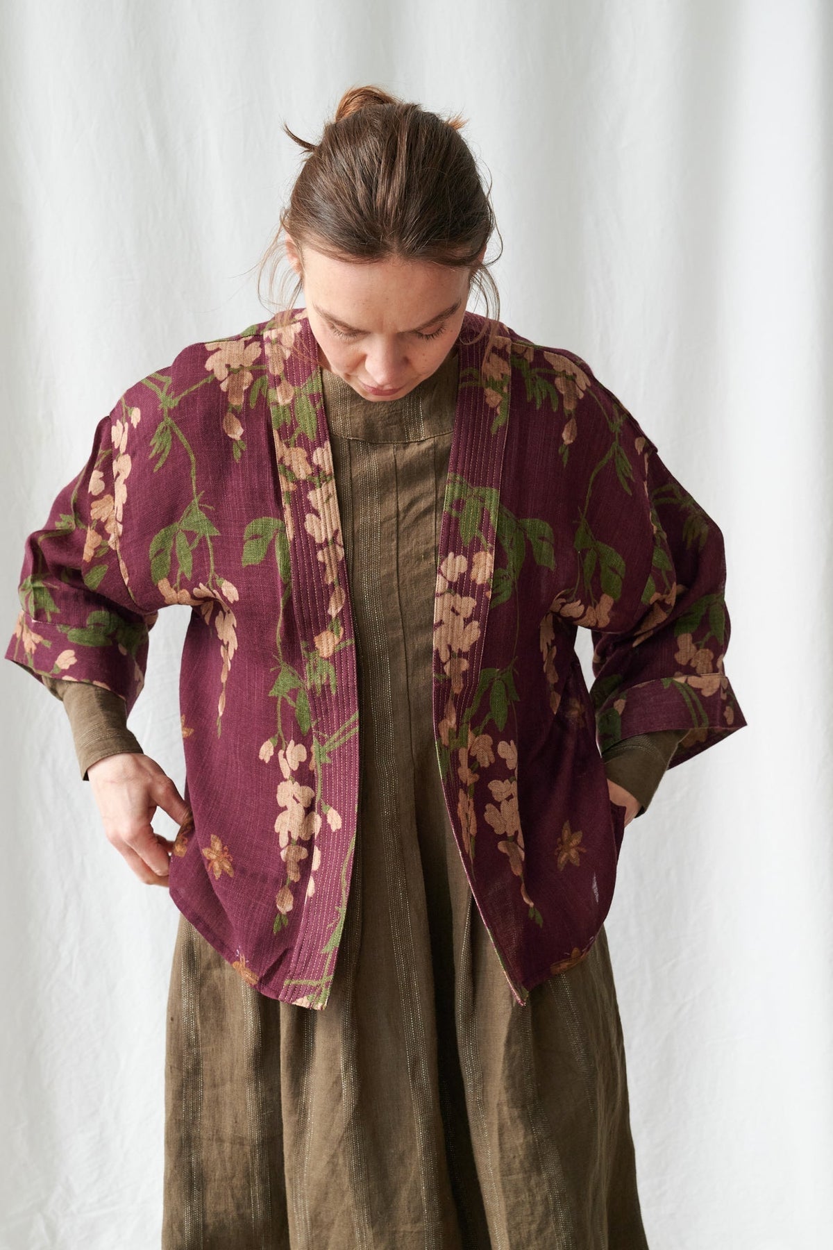 One Hundred Stars Wisteria Plum Wool Kimono