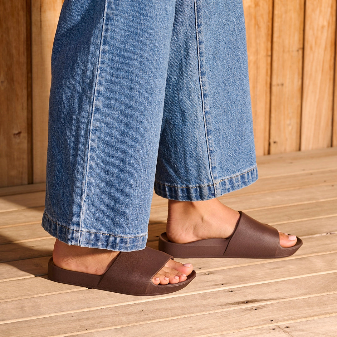 Archies Brown Arch Support Slides - Classic