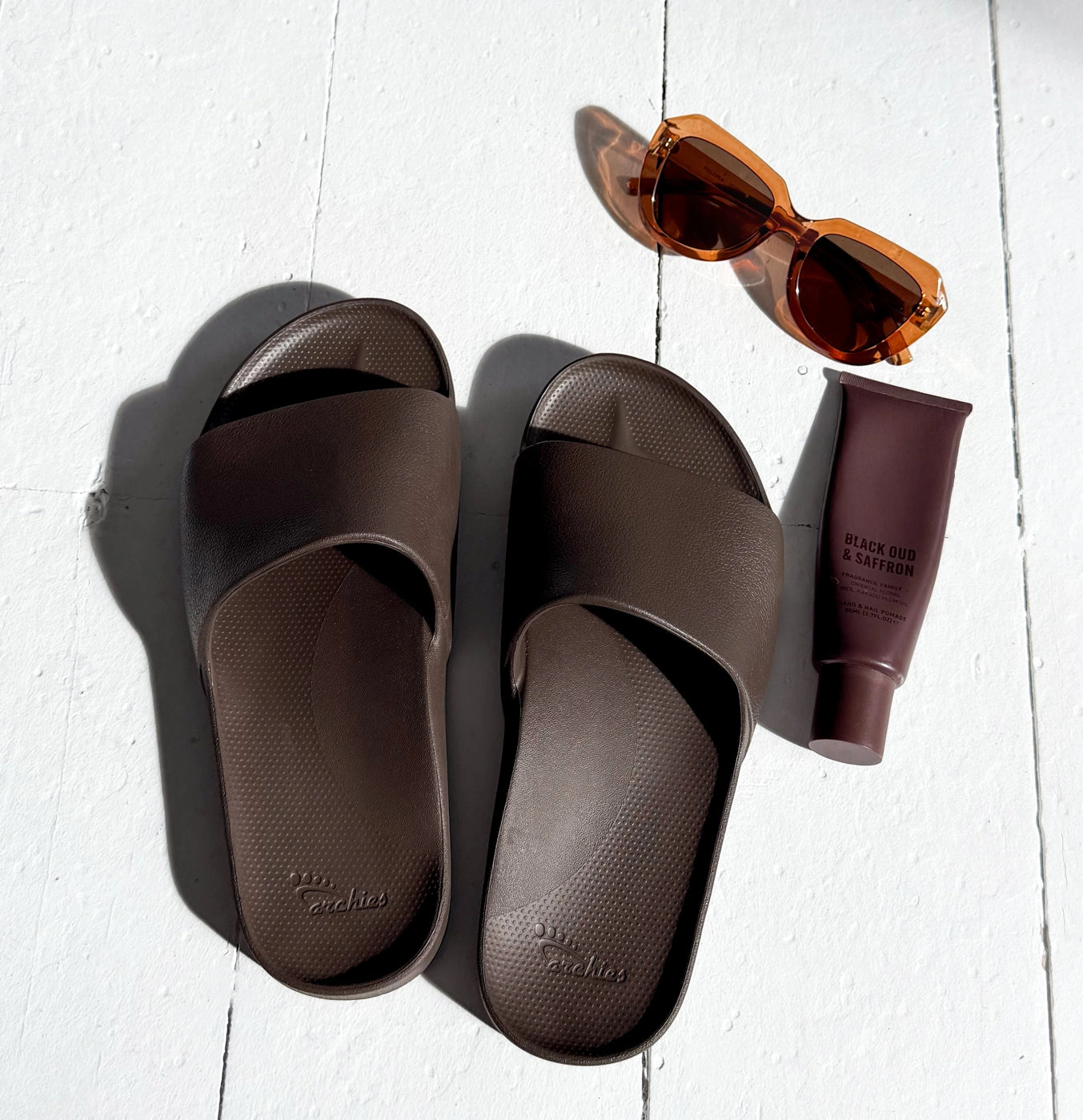 Archies Brown Arch Support Slides - Classic