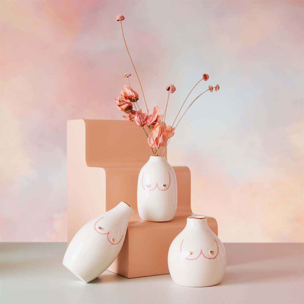 Sass & Belle Girl Power Boobies Vases - Set of 3