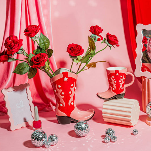 Sass & Belle Cowboy Boot Vase Red