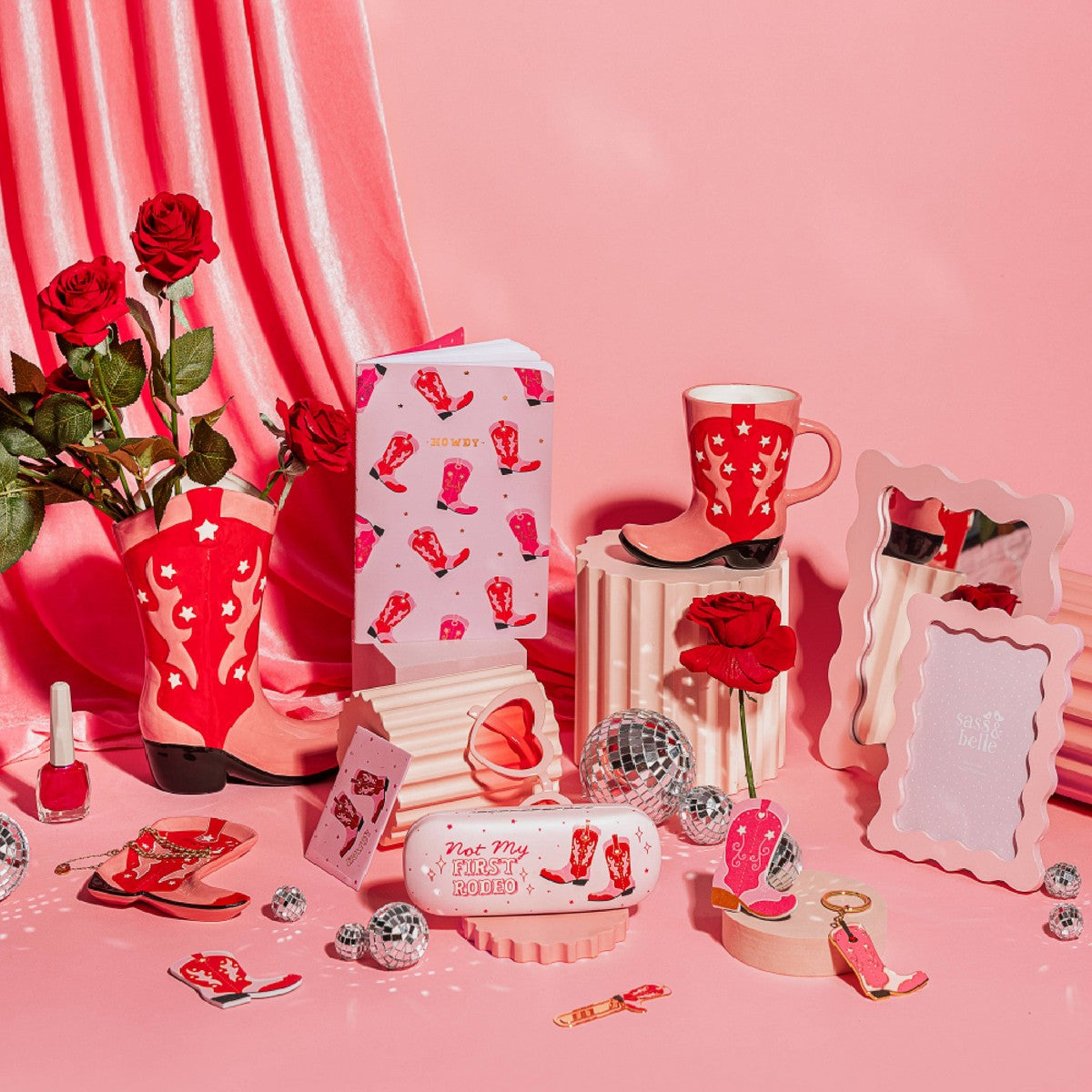 Sass & Belle Cowboy Boot Vase Red