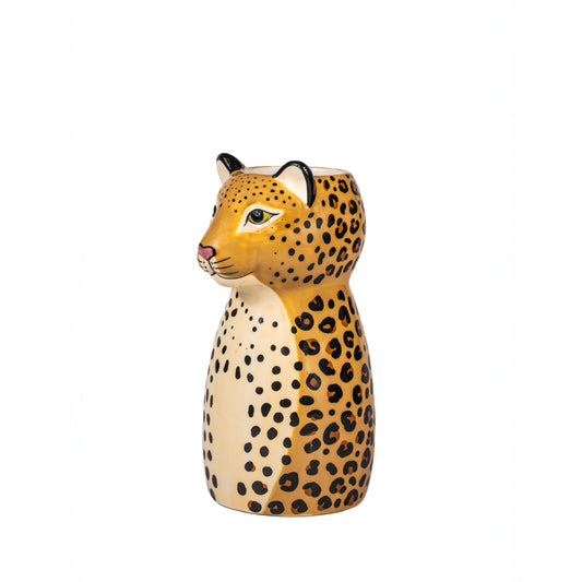 Leopard-shaped decorative item on a white background