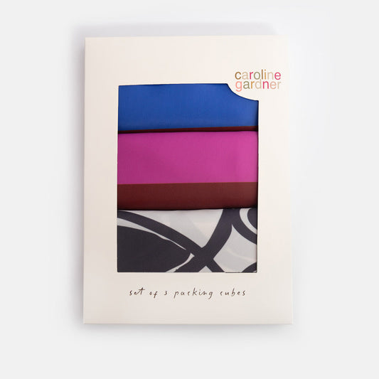 Caroline Gardner Flower, Looped Heart / Stripes Set of 3 Packing Cubes