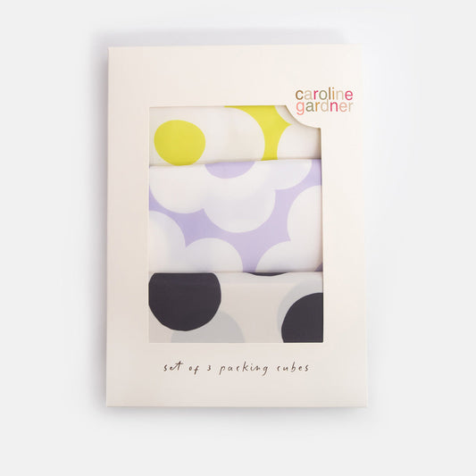 Caroline Gardner Mono Spot/Flower Set of 3 Packing Cubes