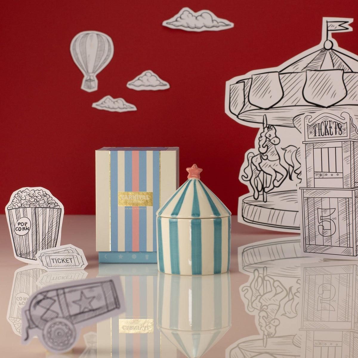 Zesty Lemons Carnival: Acrobat Blue Candle - Activated Charcoal & Matcha