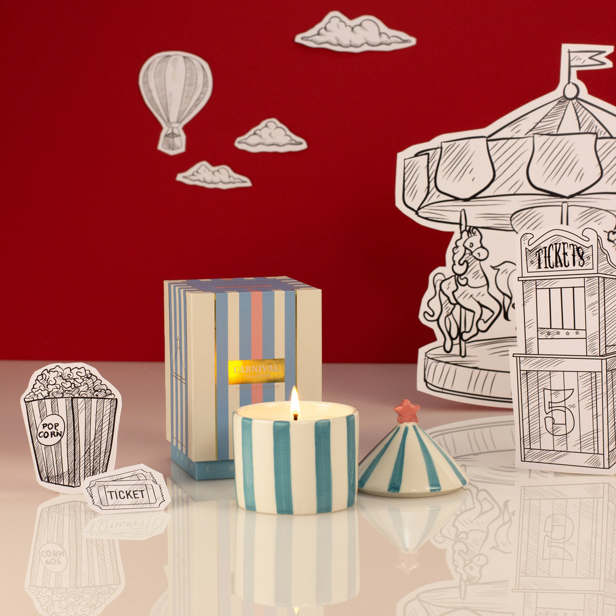 Zesty Lemons Carnival: Acrobat Blue Candle - Activated Charcoal & Matcha