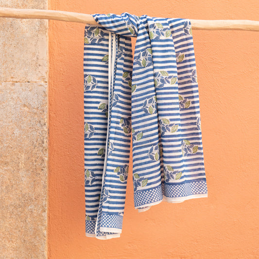 Zen Ethic Beaulieu 100% Organic Cotton Large Scarf or Sarong - Blue