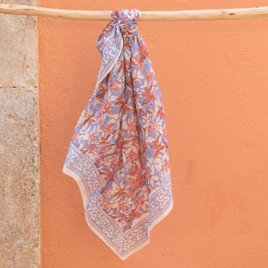 Zen Ethic Fig Square Scarf 100% Organic Cotton in Lilac