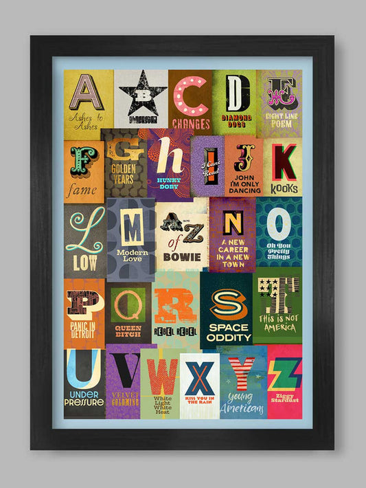 The Northern Line A3 Unframed A-Z of Bowie Music Poster Print