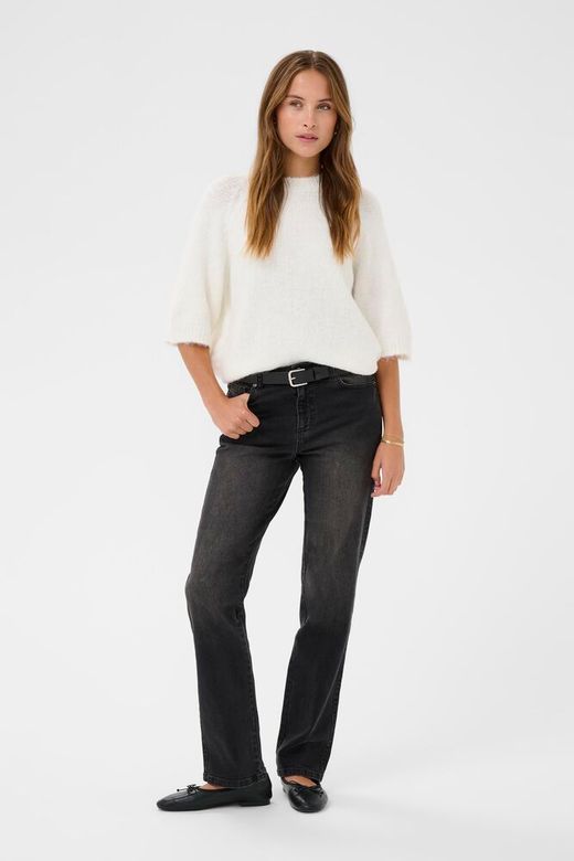 KAFFE Emilie Cropped Knit Pullover in Chalk