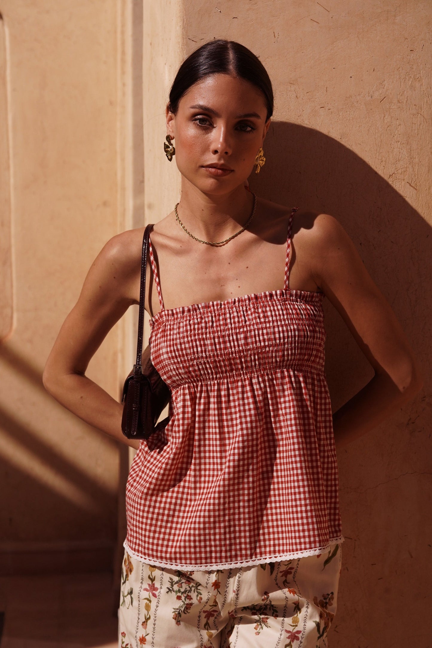 Dalila Gingham Top in Red Gingham