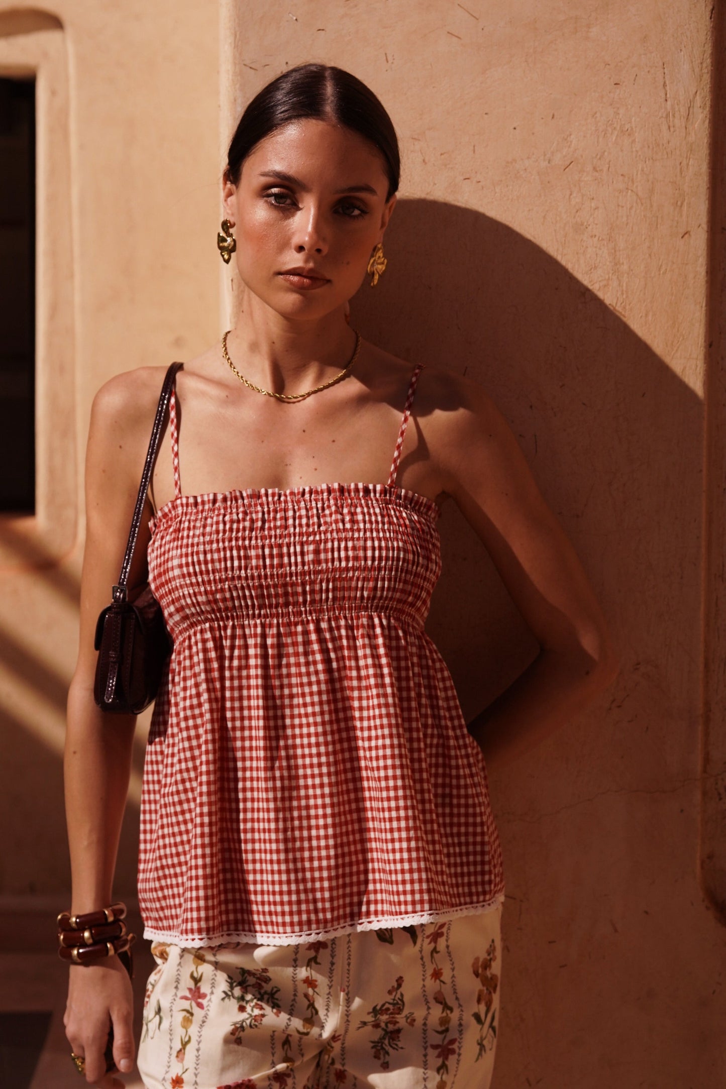 Dalila Gingham Top in Red Gingham
