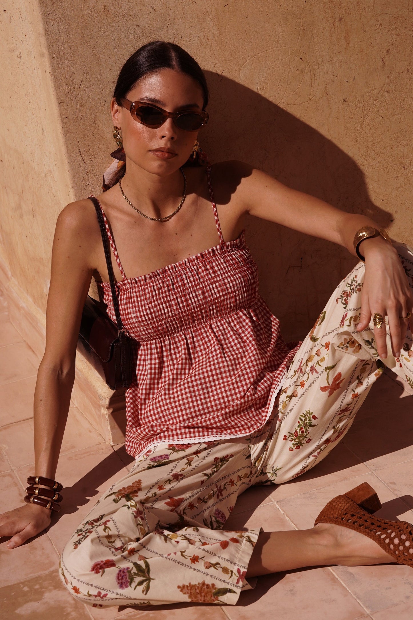 Dalila Gingham Top in Red Gingham