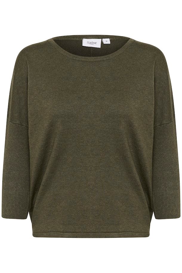 Saint Tropez Mila Roundneck Pullover in Army Green Melenge