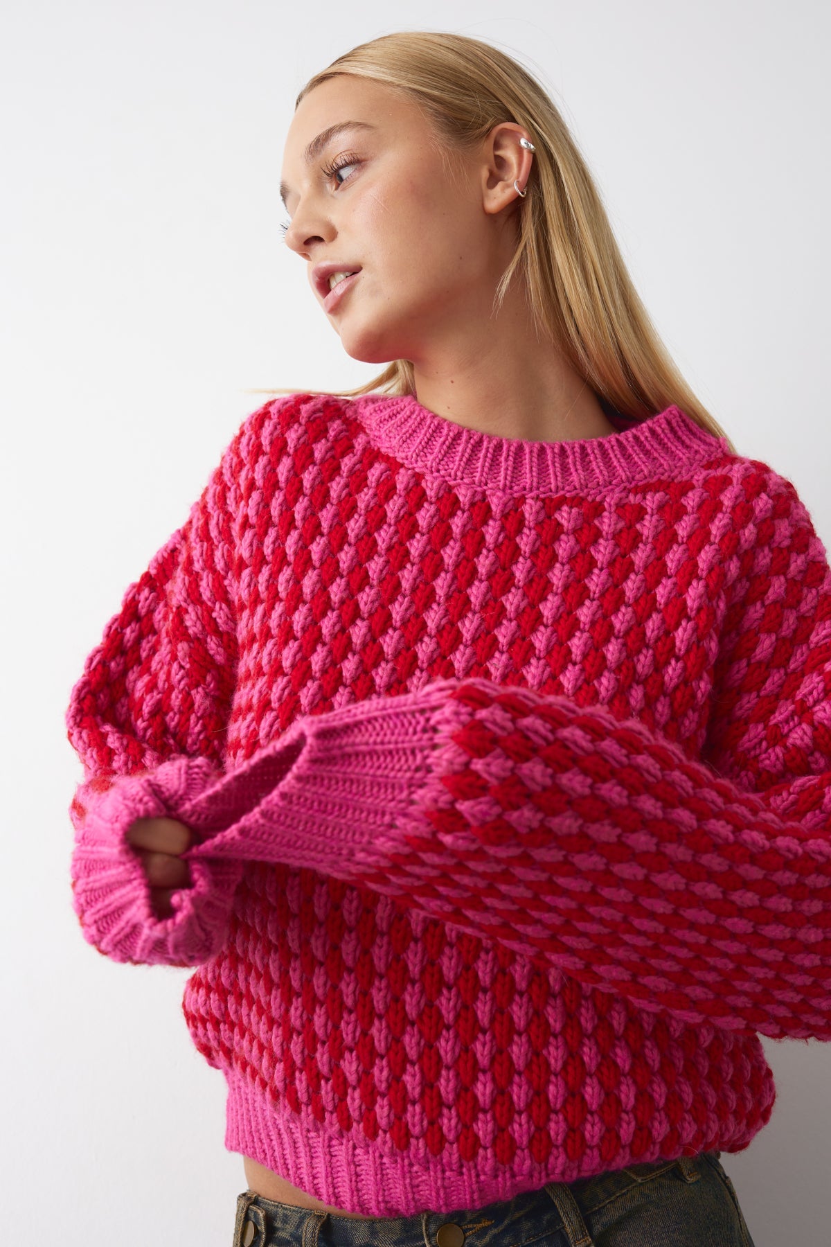 Noella Gio Knit Jumper in Red Pink Mix