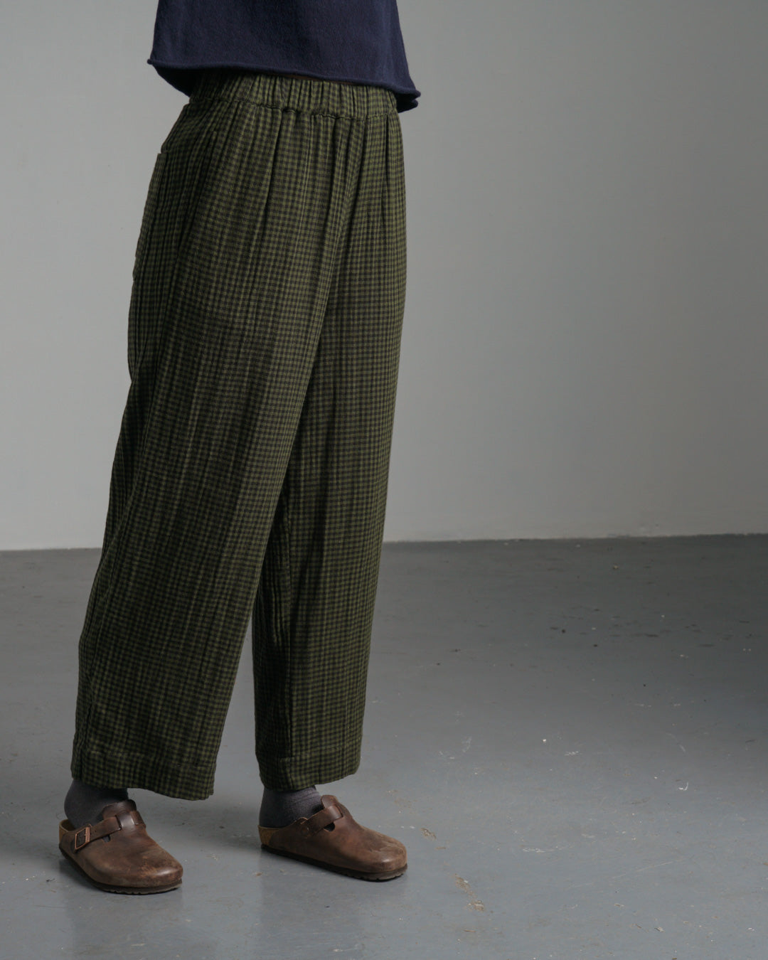 Bibico Orla Casual Trousers in Olive Check