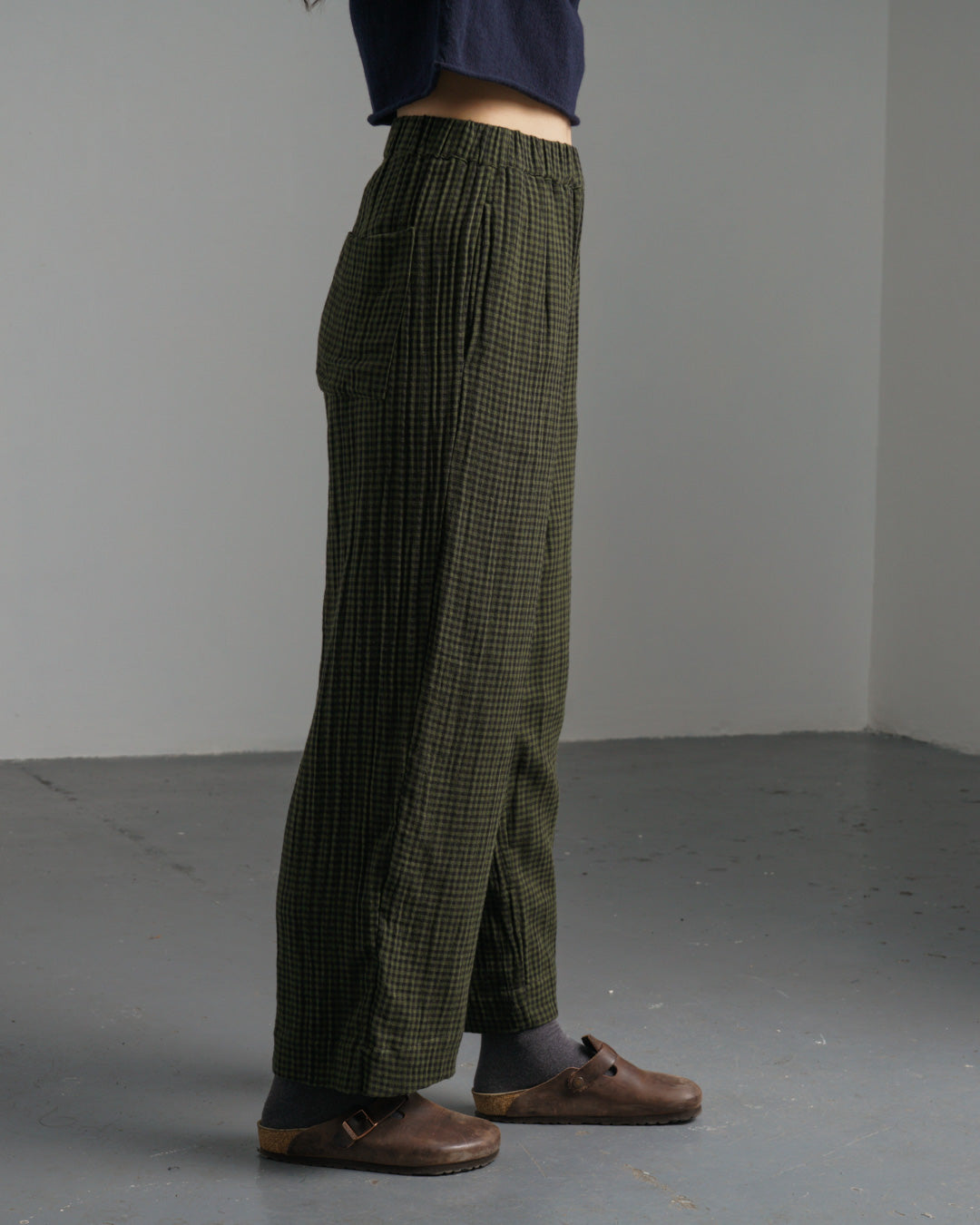 Bibico Orla Casual Trousers in Olive Check