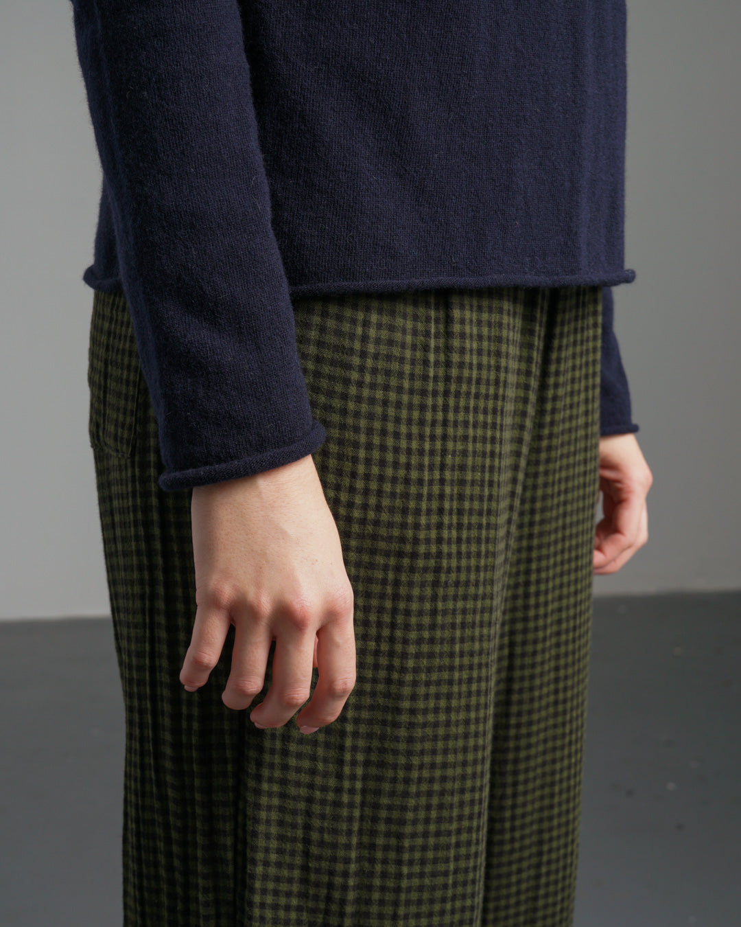 Bibico Orla Casual Trousers in Olive Check