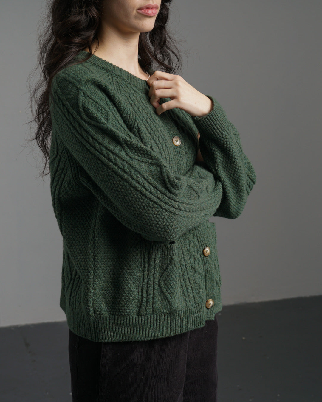 Bibico Derby Aran Cardigan in Rosemary