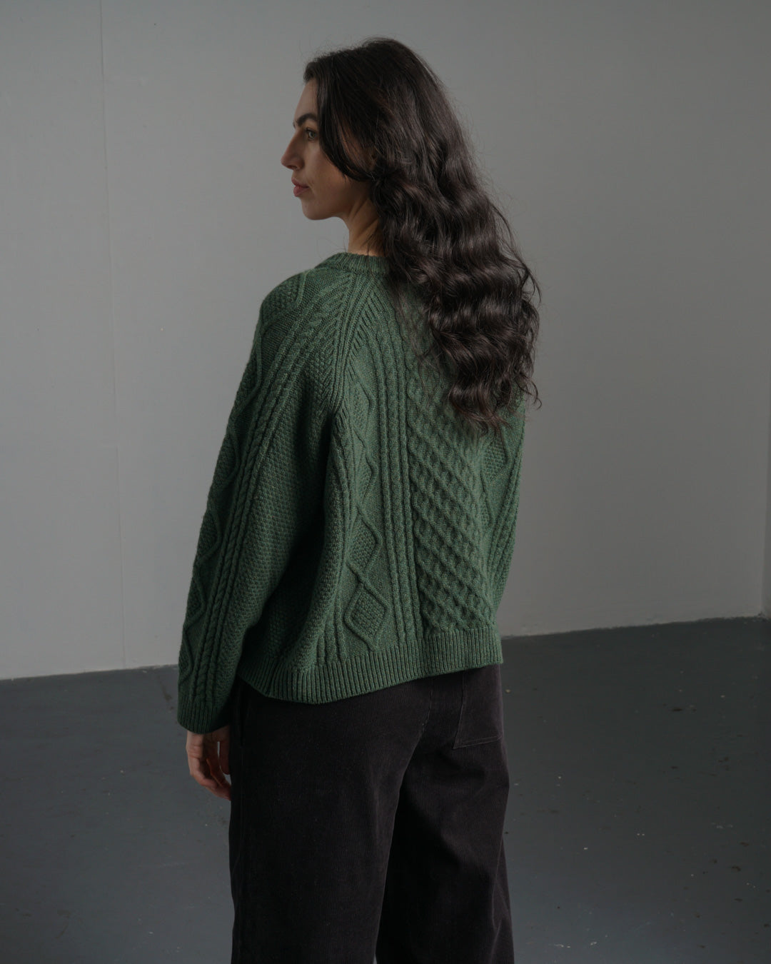 Bibico Derby Aran Cardigan in Rosemary