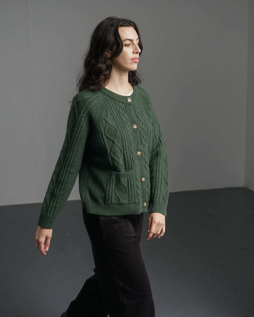 Bibico Derby Aran Cardigan in Rosemary