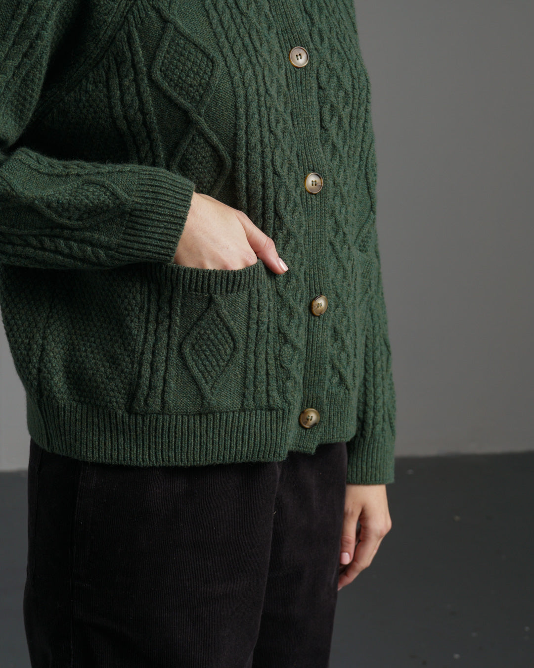 Bibico Derby Aran Cardigan in Rosemary