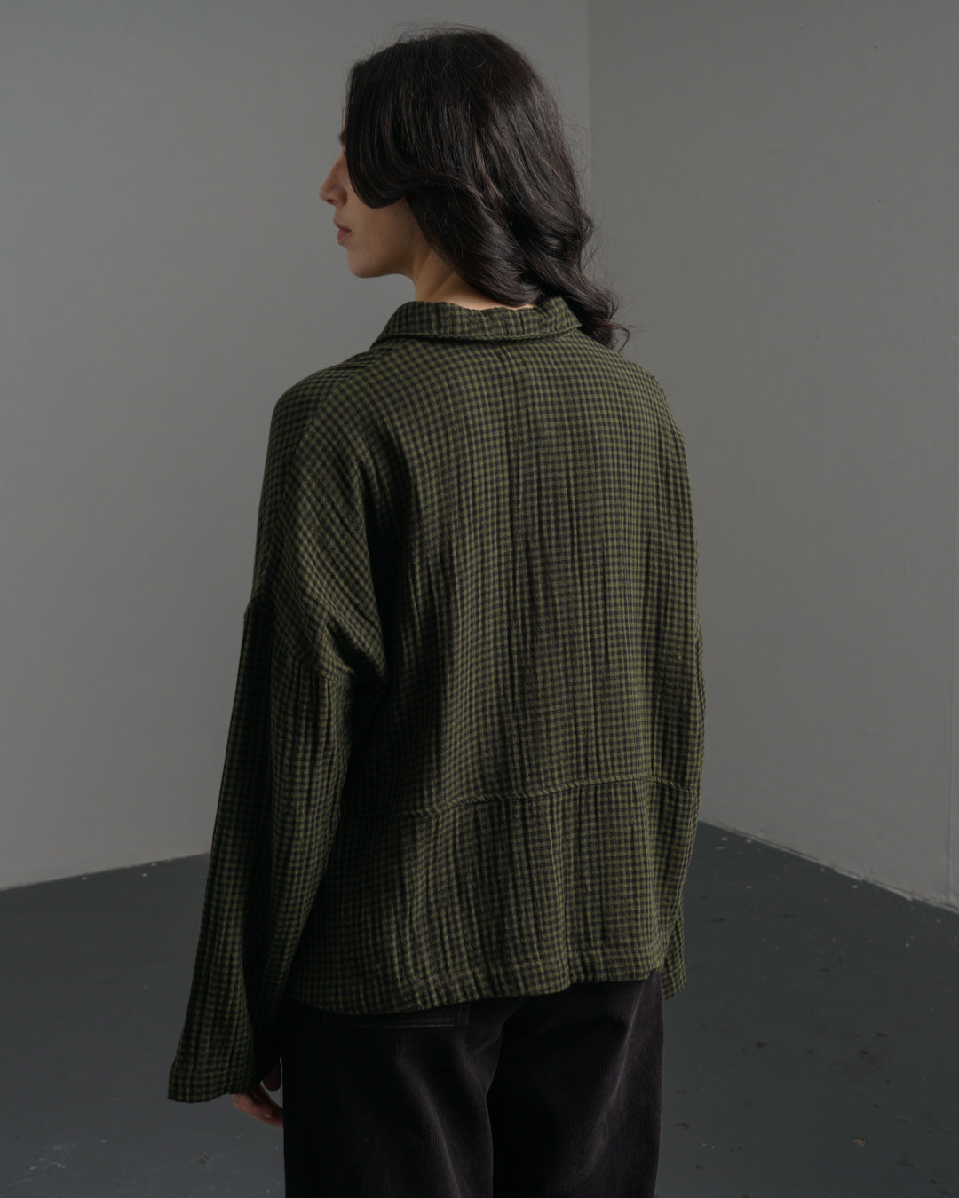Bibico Anya Relaxed Blouse in Olive Check