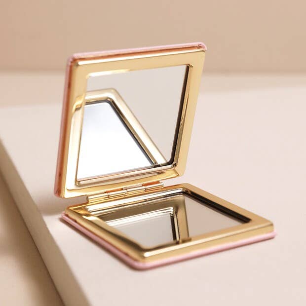 Lisa Angel - Pink Dog Print Compact Mirror