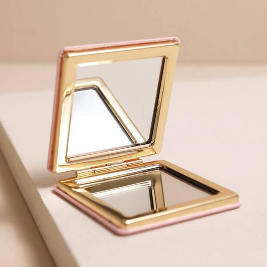 Lisa Angel - Pink Dog Print Compact Mirror